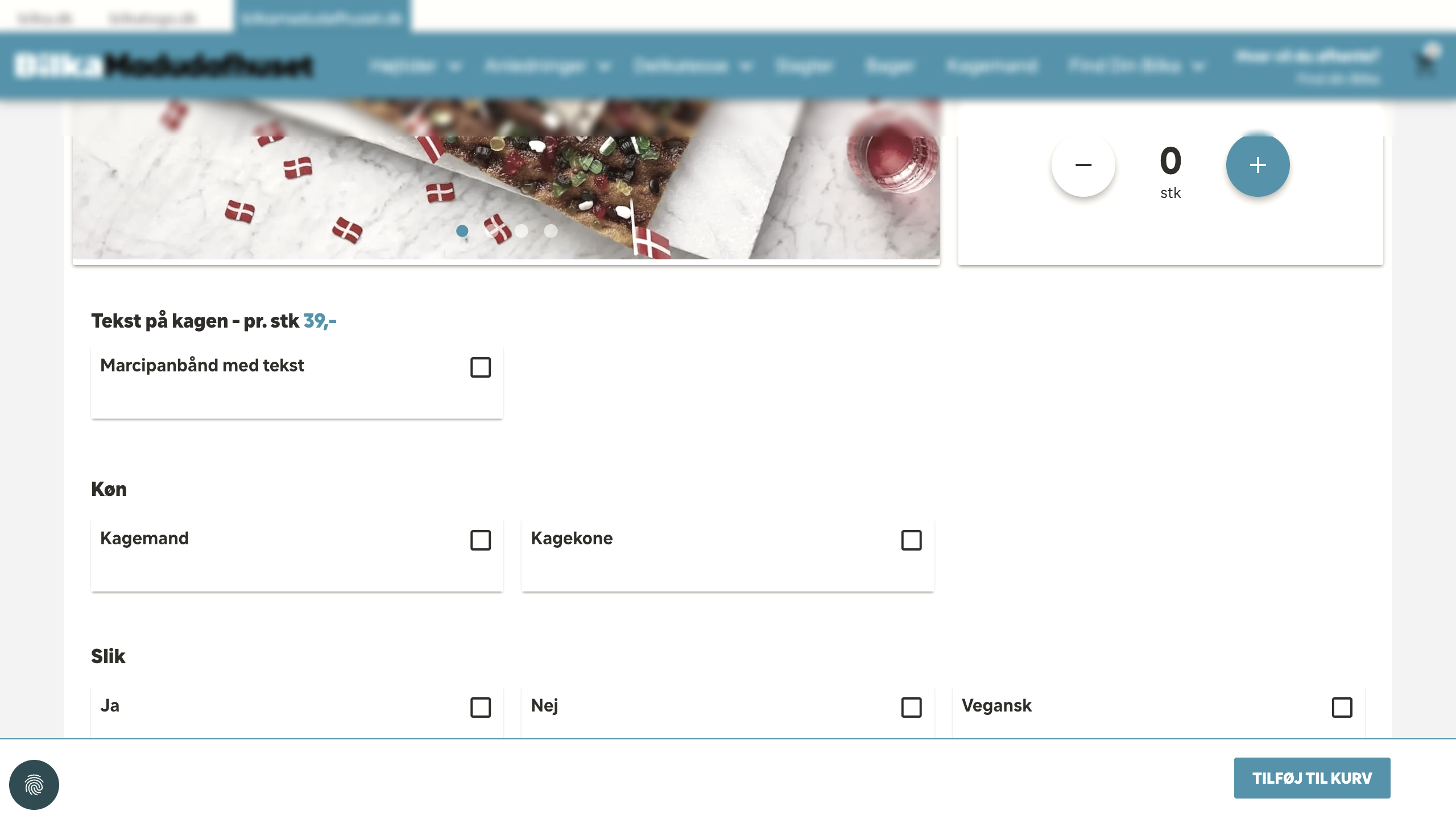 Kagemand configurator with text input field